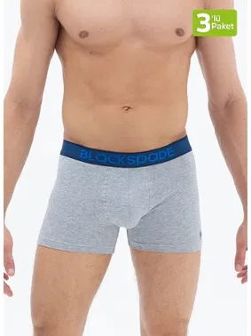 Black Spade Erkek Boxer 3lü Paket Modern Basics Gri Lacivert Siyah BlackSpade 9473  - Alternatif Görünüm