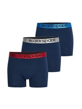 Black Spade Erkek Boxer 3lü Paket Modern Basics Mavi BlackSpade 9471