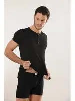 Düğmeli Kollu Pamuklu Atlet Hmd 506 Siyah detay görünüm