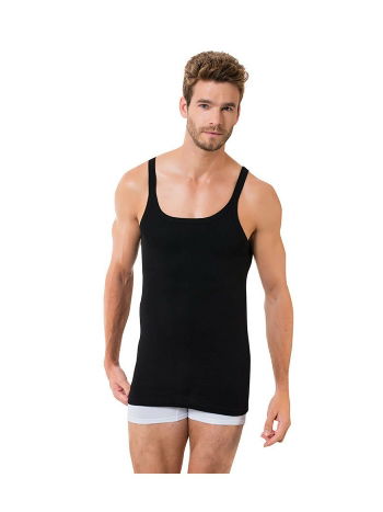 Erkek İnce Askılı Ribana Atlet Siyah Öztaş A1094