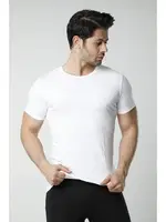 Erkek Likralı Bisiklet Yaka Hmd 704 Beyaz detay görünüm