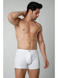 HMD Pamuklu Beyaz Likralı Boxer Rahat Doku HMD 315