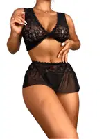 Etekli Dantel Detaylı Fantazi Gecelik 3293 Siyah farklı açı