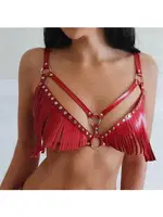 Kırmızı Püsküllü Deri Harness Takım MissisX 2137 Kırmızı farklı açı