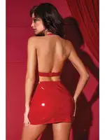 Fantezi Kırmızı Deri Etek Büstiyer Takım Phevos 011-008037 Kırmızı detay görünüm