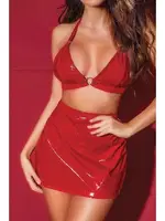 Fantezi Kırmızı Deri Etek Büstiyer Takım Phevos 011-008037 Kırmızı görsel 5