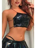 Fantezi Lame Deri Etek Büstiyer Takım Phevos 011-008013 Siyah görsel 4