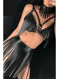 missisX Deri Etek Sütyen Boyunluk Takım Harness MissisX 2145