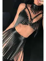 Deri Etek Sütyen Boyunluk Takım Harness MissisX 2145 Siyah