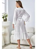 Fırfır Detaylı Beyaz Sabahlık Takımı 3434 Beyaz detay görünüm