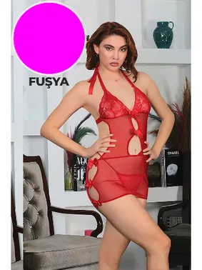 Sistina Fuşya Dantel Gecelik Sistina 694