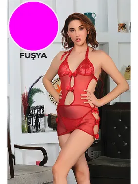 Sistina Fuşya Dantel Gecelik Sistina 694 - Alternatif Görünüm