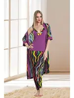Gecelik Sabahlık Pijama Takım Lady 13857 Mor detay görünüm