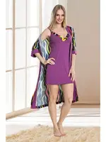 Gecelik Sabahlık Pijama Takım Lady 13857 Mor