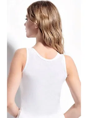 Kolcu Geniş Askılı Klasik Kadın Atlet Beyaz Kolcu KB2540 - Alternatif Görünüm