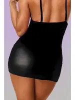 Göğüs Altı Dekolteli Fantezi Deri Mini Elbise Phevos 011-008024 Siyah görsel 6