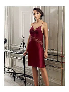 Perin Kısa Saten Güpürlü Gecelik Sabahlık 2Li Çeyiz Seti Perin 4017 - Alternatif Görünüm