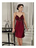 Güpürlü Saten Altılı Gelin Çeyiz Seti Perin 9400 Bordo görsel 10