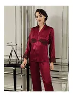 Güpürlü Saten Altılı Gelin Çeyiz Seti Perin 9400 Bordo görsel 8