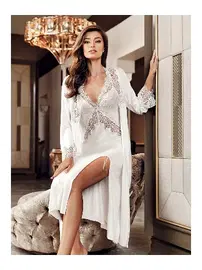 Perin Güpürlü Yırtmaçlı Penye 6Lı Gelin Çeyiz Seti Perin 130