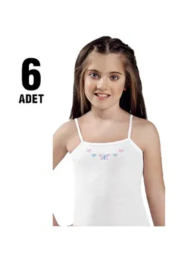 Güryıldız Penye İp Askılı İşlemeli Kız Çocuk Atlet 6Lı Güryıldız 27207