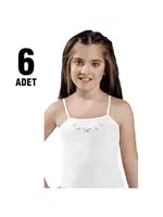 Penye İp Askılı İşlemeli Kız Çocuk Atlet 6Lı Güryıldız 27207