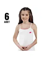 Çocuk Ribana İp Askılı Kız Çocuk Atlet 6Lı Güryıldız 27208 Beyaz