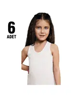 Kız Çocuk Geniş Askılı Saten Atlet 6Lı Güryıldız 27215 Beyaz
