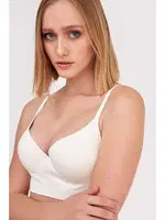 Hafif Destekli Dikişsiz Kadın Sütyen NBB 2423 Beyaz detay görünüm