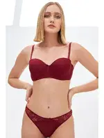 Hafif Destekli Straplez Sütyen Külot Takım NBB 4691 Bordo görsel 4