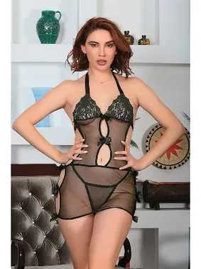 Sistina Haki Yeşili Dantel Gecelik Sistina 695