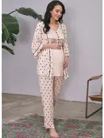 Hamile Sabahlık, T-Shirt ve Pantolon Takım Anıl 5655 SİYAH/PEMBE görsel 4