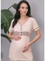 Hamile Sabahlık, T-Shirt ve Pantolon Takım Anıl 5655 SİYAH/PEMBE görsel 5