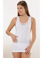 Hmd Pamuk Kalın Askılı Güpür Detaylı Ribana Kadın Atlet 2001 Beyaz detay görünüm