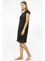 Önden Düğmeli Yakası Dantelli Kadın Gecelik Türen 3284 Siyah farklı açı