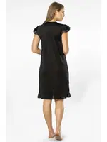 Önden Düğmeli Yakası Dantelli Kadın Gecelik Türen 3284 Siyah görsel 4