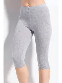 Kolcu Kadın Kapri Tayt Lycralı Gri Kolcu KB3022