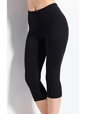 Kolcu Kadın Kapri Tayt Lycralı Siyah Kolcu KB3021