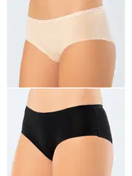 Türen Kadın Likralı Pamuklu Renkli Hipster 2Li Paket Türen 918 Siyah - Ten