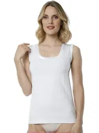 HMD Kadın Likralı Beyaz Süprem Atlet HMD 2440