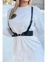 Omuzdan Askılı Ayarlanabilir Deri Harness Kemer MissisX 5036 Siyah
