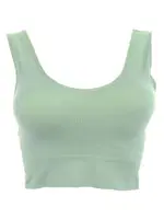 Kalın Askılı Pedli Fitilli Büstiyer Crop Fit Form Angel 5704 Haki farklı açı