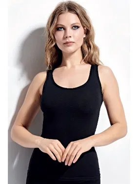 Kolcu Kalın Askılı Siyah Sporcu Kadın Atlet KB2541