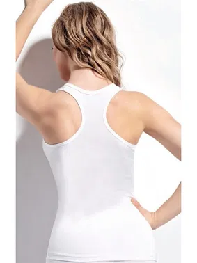 Kolcu Kalın Askılı Sporcu Kesim Beyaz Kadın Atlet KB2540 - Alternatif Görünüm