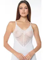 Kalp Desen Dantel İşlemeli Askılı Kadın Beyaz Atlet KB2570 Beyaz