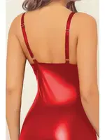 Kırmızı Bağcıklı Fantezi Lame Deri Mini Elbise Phevos 011-008044 Kırmızı görsel 5