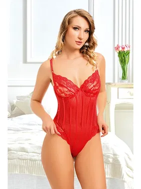 Sistina Kırmızı Çizgili Bodysuit Sistina 878