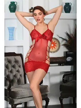 Sistina Kırmızı Dantel Gecelik Sistina 691 - Alternatif Görünüm