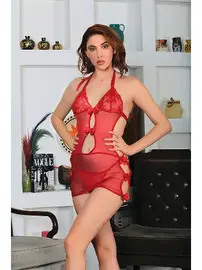 Sistina Kırmızı Dantel Gecelik Sistina 696