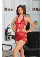 Kırmızı Dantel Gecelik Sistina 696 Kırmızı